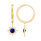 Lab Created Blue Sapphire Hoop Drop Earrings With Certificate
