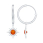 Certified Real Fire Opal Sunburst Drop Hoop Earrings