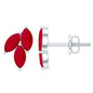 Certified Marquise Shape Ruby Leaf Stud Earrings for Women