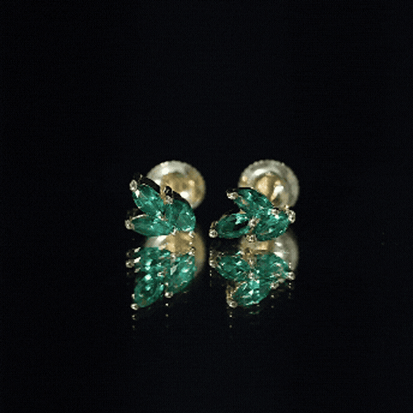 Nature Inspired Lab Created Emerald Stud Earrings in Silver