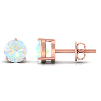 Minimalist Ethiopian Opal Solitaire Stud Earrings