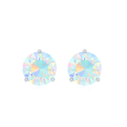 Minimalist Ethiopian Opal Solitaire Stud Earrings