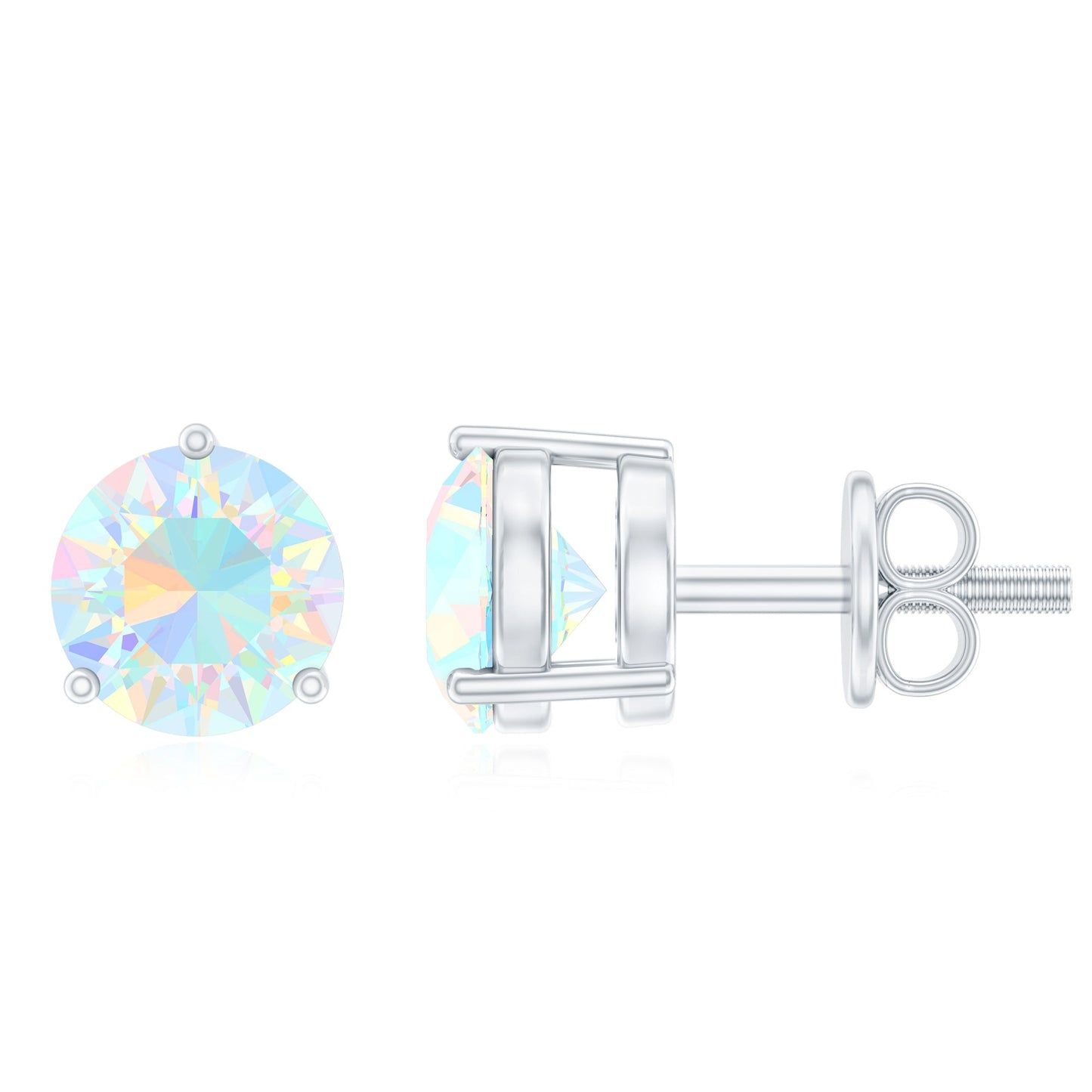 Minimalist Ethiopian Opal Solitaire Stud Earrings