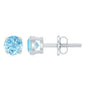 0.5 Carat Genuine Aquamarine Solitaire Stud Earrings in Double Claw Prong Setting