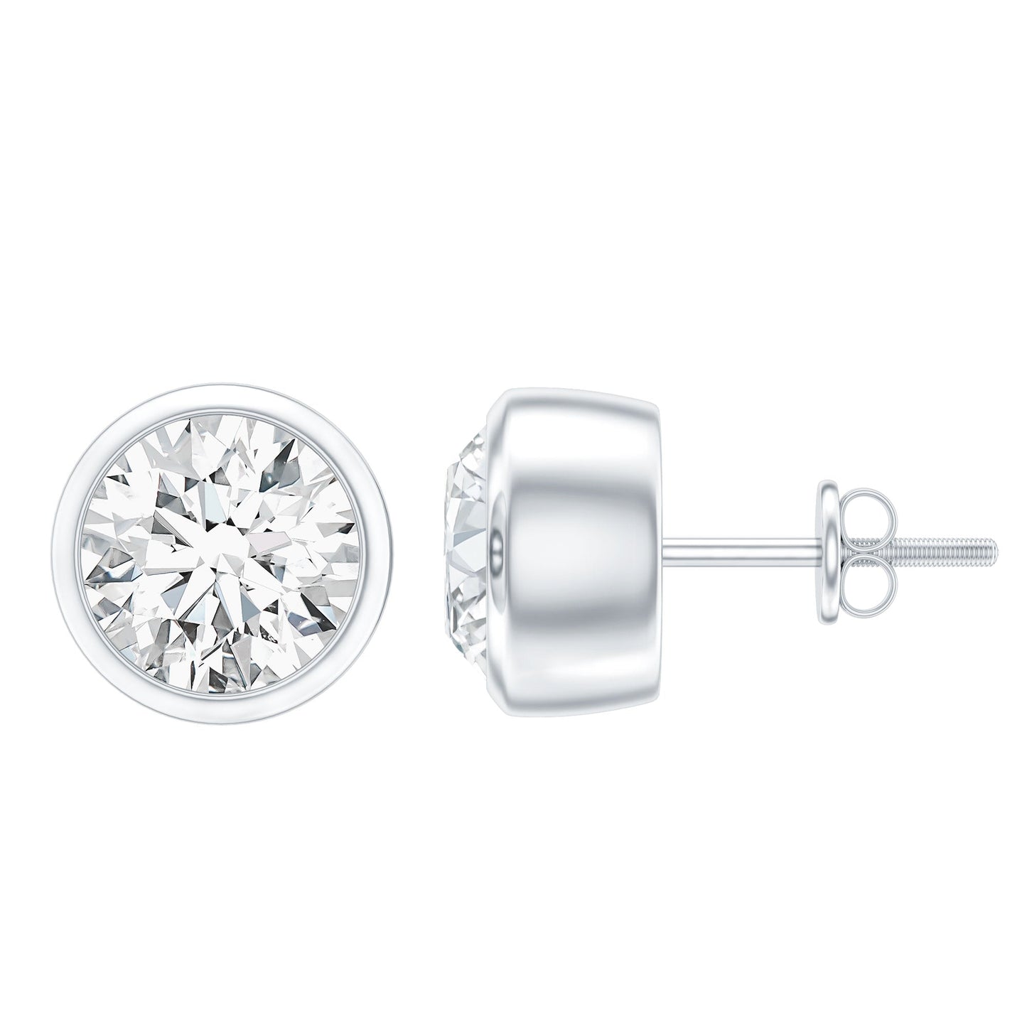 Certified Moissanite Solitaire Stud Earrings in Bezel Setting