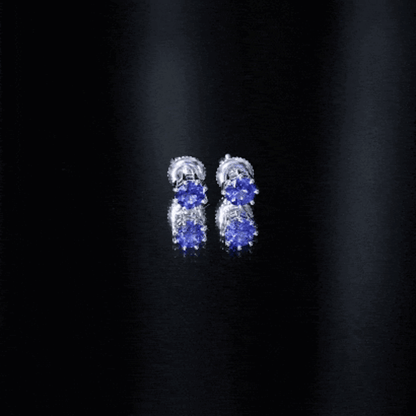 Natural 1.9 Carat Blue Sapphire Solitaire Stud Earrings