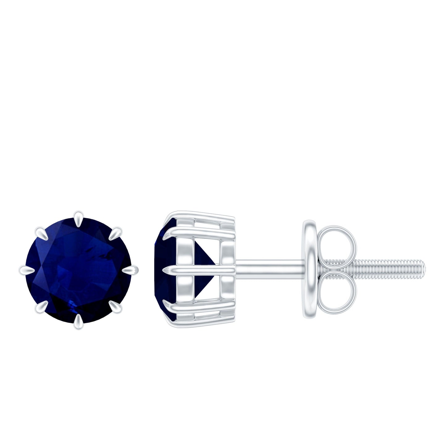 Natural 1.9 Carat Blue Sapphire Solitaire Stud Earrings