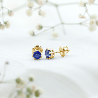 Natural 1.9 Carat Blue Sapphire Solitaire Stud Earrings