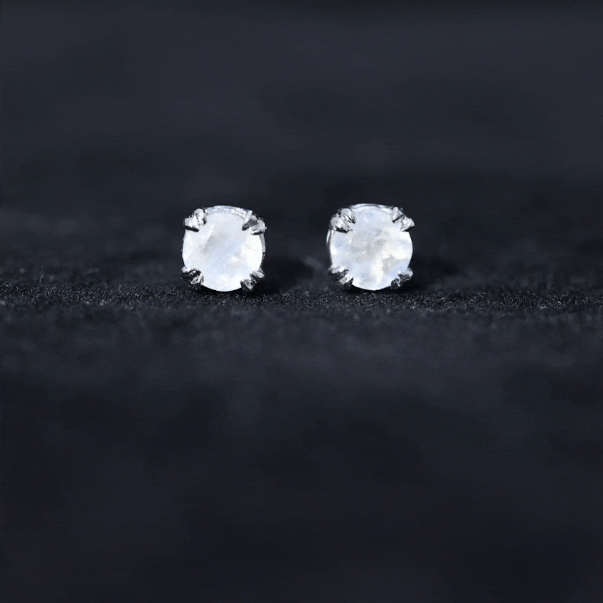 0.74 Carat Moonstone Solitaire Stud Earrings for Women