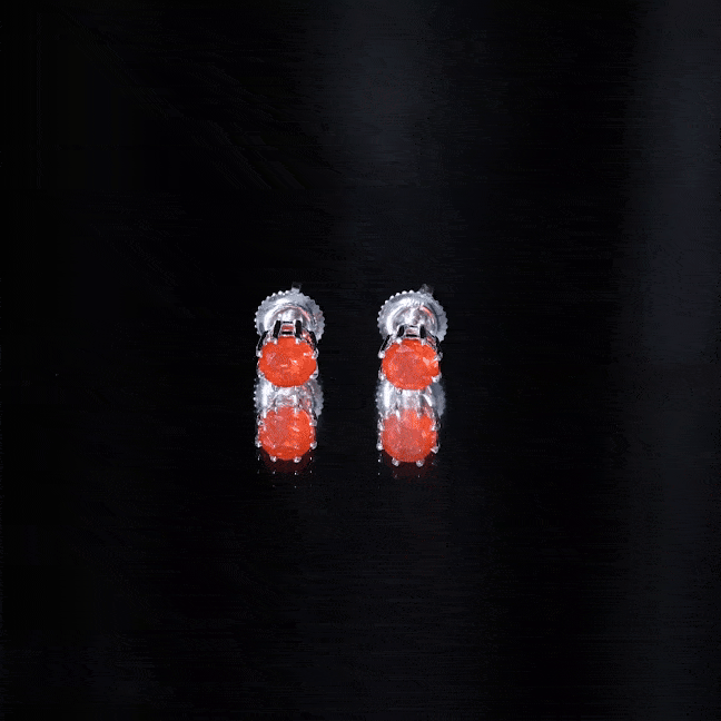 Natural Fire Opal Solitaire Stud Earrings for Women