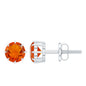 Natural Fire Opal Solitaire Stud Earrings for Women