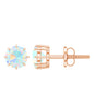 1 Carat Natural Ethiopian Opal Solitaire Stud Earrings