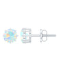 1 Carat Natural Ethiopian Opal Solitaire Stud Earrings