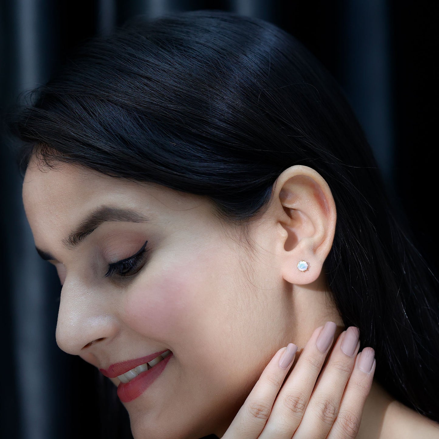1 Carat Natural Ethiopian Opal Solitaire Stud Earrings