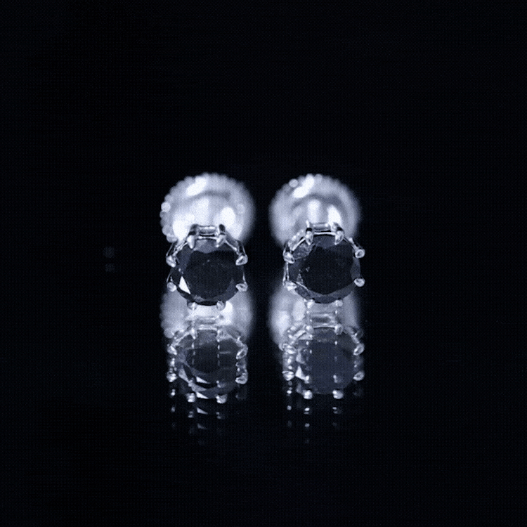 Solitaire 1.6 Carat Lab Created Black Diamond Stud Earrings