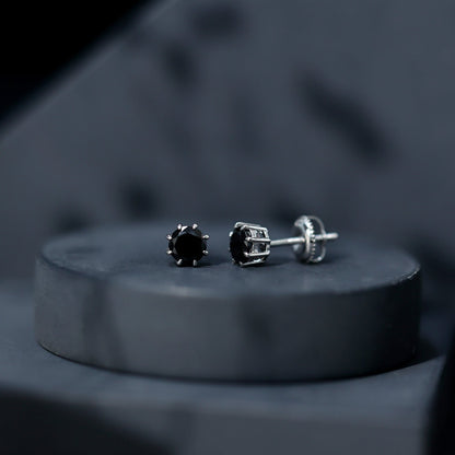 Solitaire 1.6 Carat Lab Created Black Diamond Stud Earrings