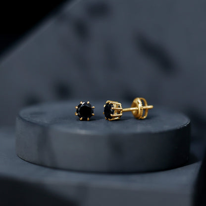 Solitaire 1.6 Carat Lab Created Black Diamond Stud Earrings