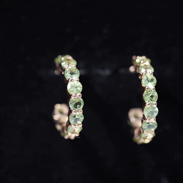 Natural Round Shape Peridot Hoop Earrings For Women