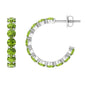 Natural Round Shape Peridot Hoop Earrings For Women
