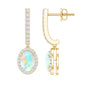 Natural Ethiopian Opal Hoop Drop Earrings with Diamond