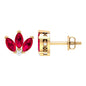 Lab Created Ruby Lotus Stud Earrings with Diamond