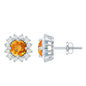 Genuine Citrine Diamond Earrings with Screw Back