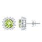 Natural 1 Carat Peridot Earrings with Diamond Halo for Women