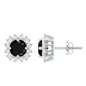Round Lab Created Black and White Diamond Halo Stud Earrings
