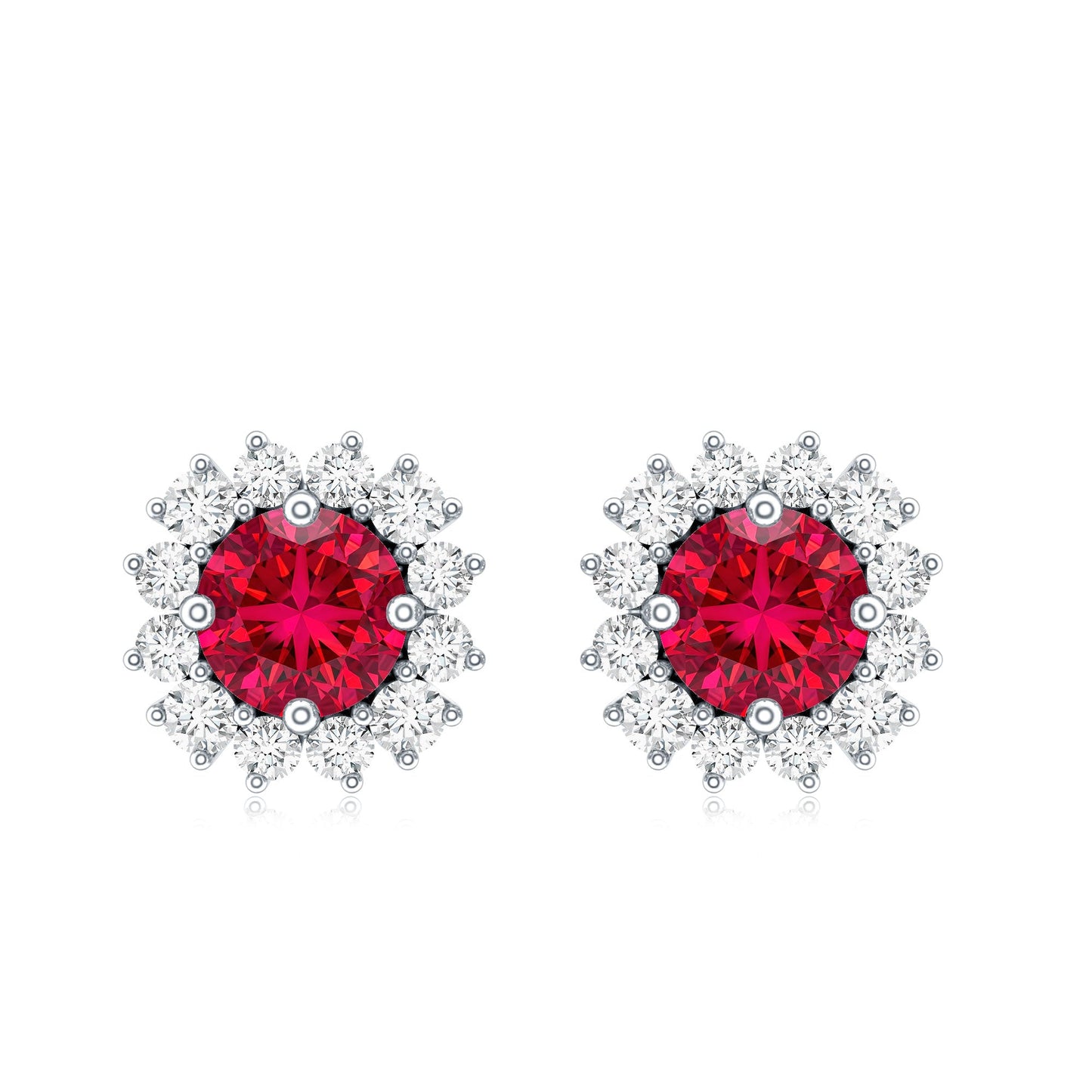 Lab Created Ruby and Diamond Everyday Stud Earrings for Women