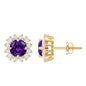 Classic Amethyst Stud Earrings with Diamond Halo