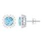 Certified Aquamarine and Diamond Halo Stud Earrings
