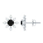 Lab Created Black and White Diamond Flower Stud Earrings