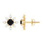 Lab Created Black and White Diamond Flower Stud Earrings