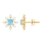 Certified Real Aquamarine Snowflake Earrings with Diamond