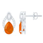 Pear Cut Fire Opal Bridal Stud Earrings with Diamonds