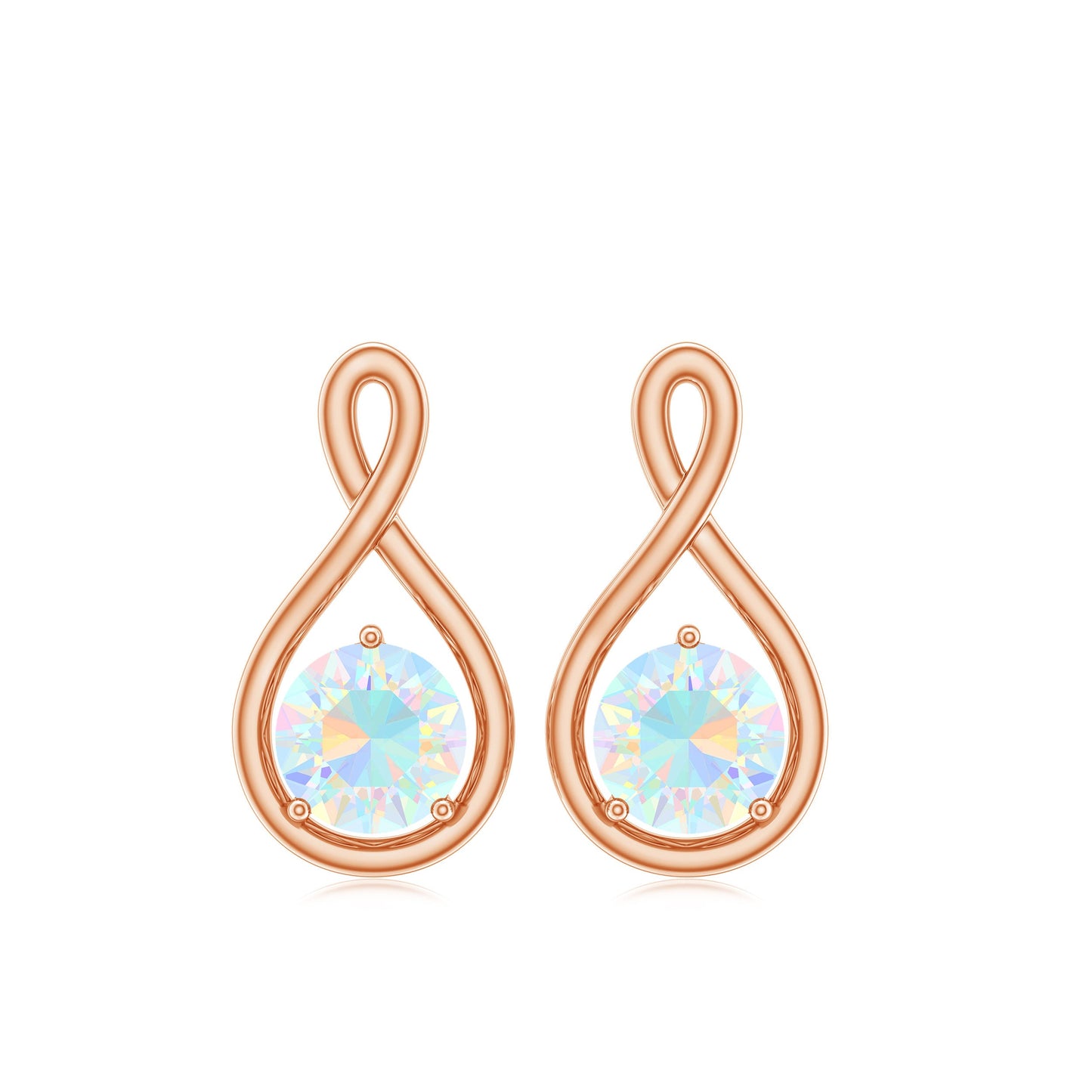 Genuine Ethiopian Opal Infinity Stud Earrings with Certificate