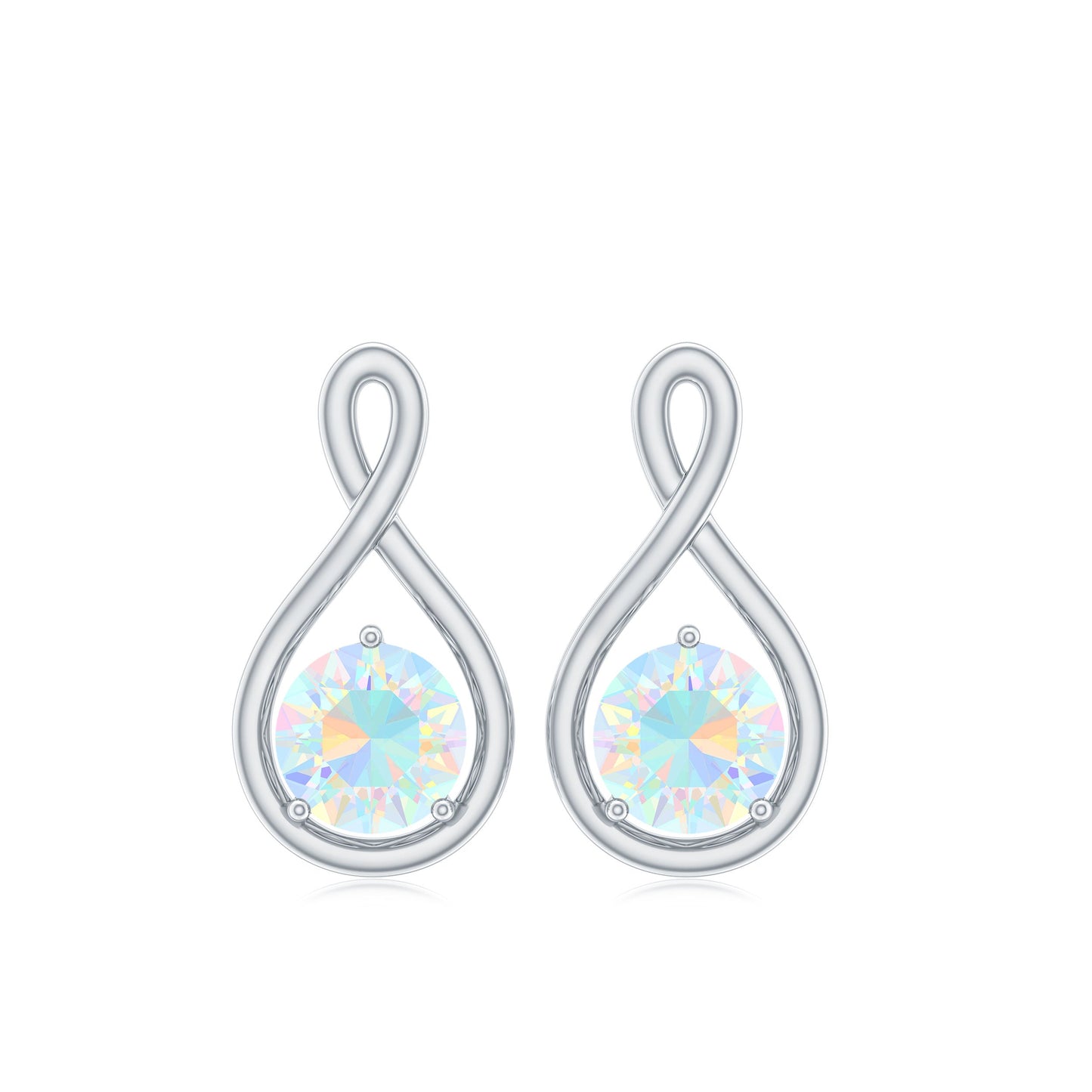 Genuine Ethiopian Opal Infinity Stud Earrings with Certificate