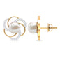 Round Freshwater Pearl Big Stud Earrings with Diamonds