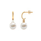 Round Freshwater Pearl and Diamond Hoop Drop Earrings