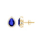 Lab Grown Blue Sapphire Teardrop Stud Earrings With Diamond Halo