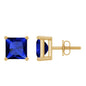 1.4 Carat Princess Cut Lab Created Blue Sapphire Solitaire Stud Earrings