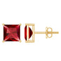3 Carat Princess Cut Lab Created Ruby Solitaire Stud Earrings