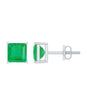 Princess Cut Natural Emerald Solitaire Stud Earrings