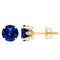 Lab Grown Blue Sapphire Vintage Stud Earrings with Certificate