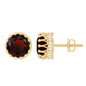 Natural 3.4 Carat Garnet Crown Earrings in Yellow Gold Plated Silver