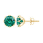 Round Lab Created Emerald Solitaire Stud Earrings