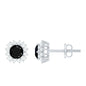 Certified Real Black Spinel Stud Earrings with Diamond Halo