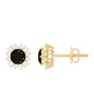 Certified Real Black Spinel Stud Earrings with Diamond Halo