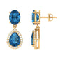 2.3 Carat London Blue Topaz and Diamond Dangle Drop Earrings