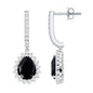 Black Onyx and Moissanite Bridal Teardrop Earrings